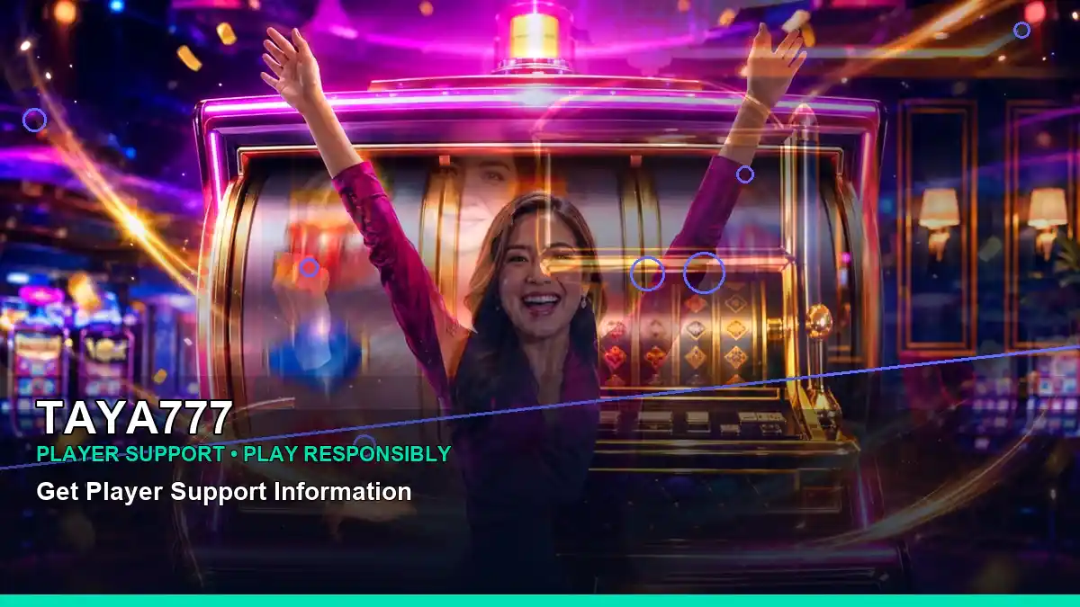 TAYA777 night online slot game scene with an adult Filipina casino host in a centred composition