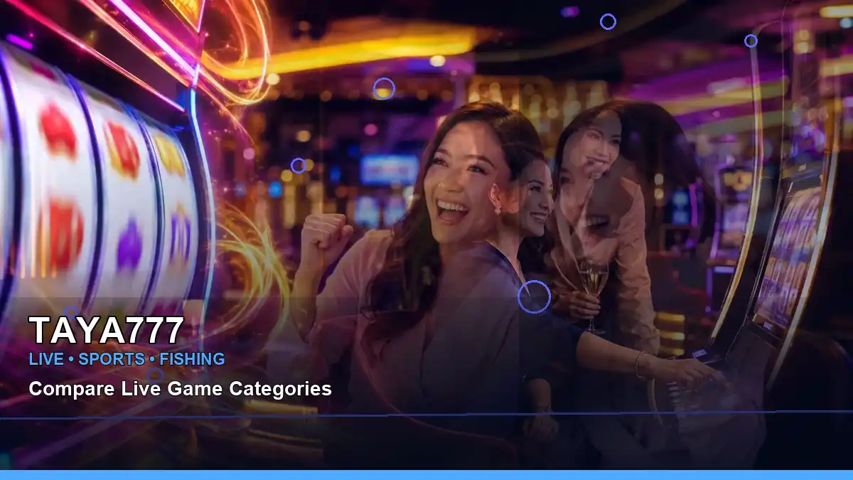 TAYA777 mobile-friendly night-time slot gaming interface with diagonal visual styling