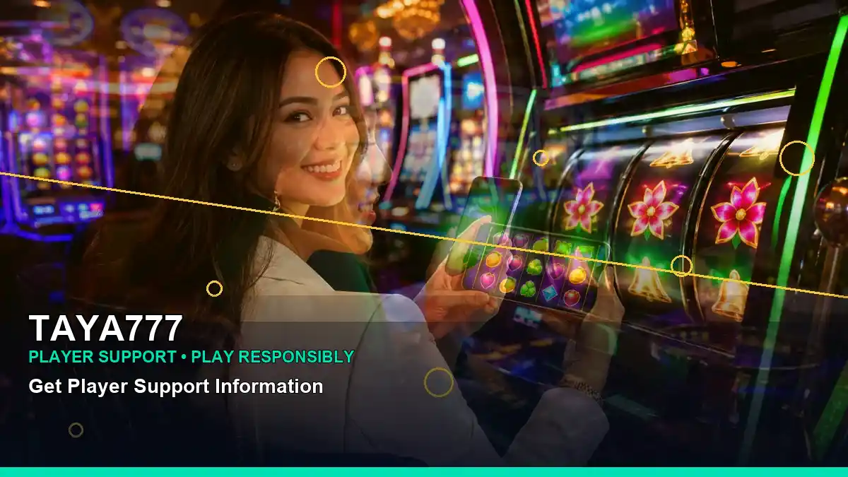 Lucky reels artwork featuring an adult Filipina casino host in a layered collage layout