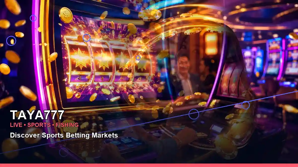 TAYA777 evening gaming scene with an adult Filipina host and a layered casino-style composition